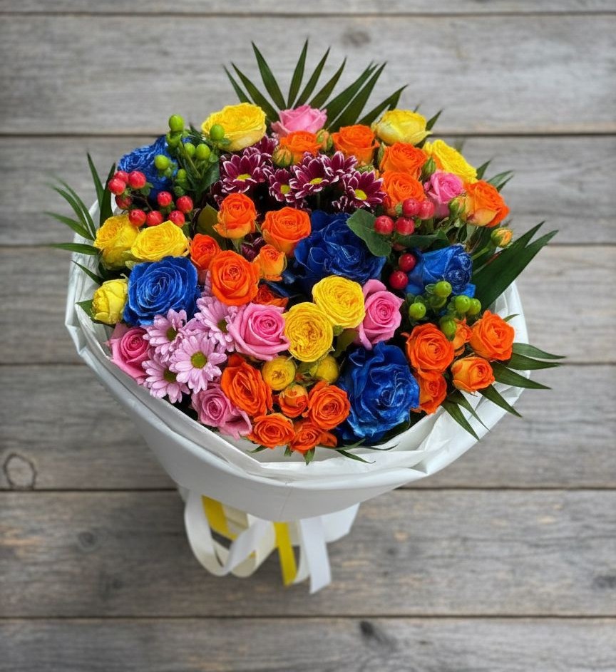 Букет цветов из: Розы и Хризантемы в Новотроицке