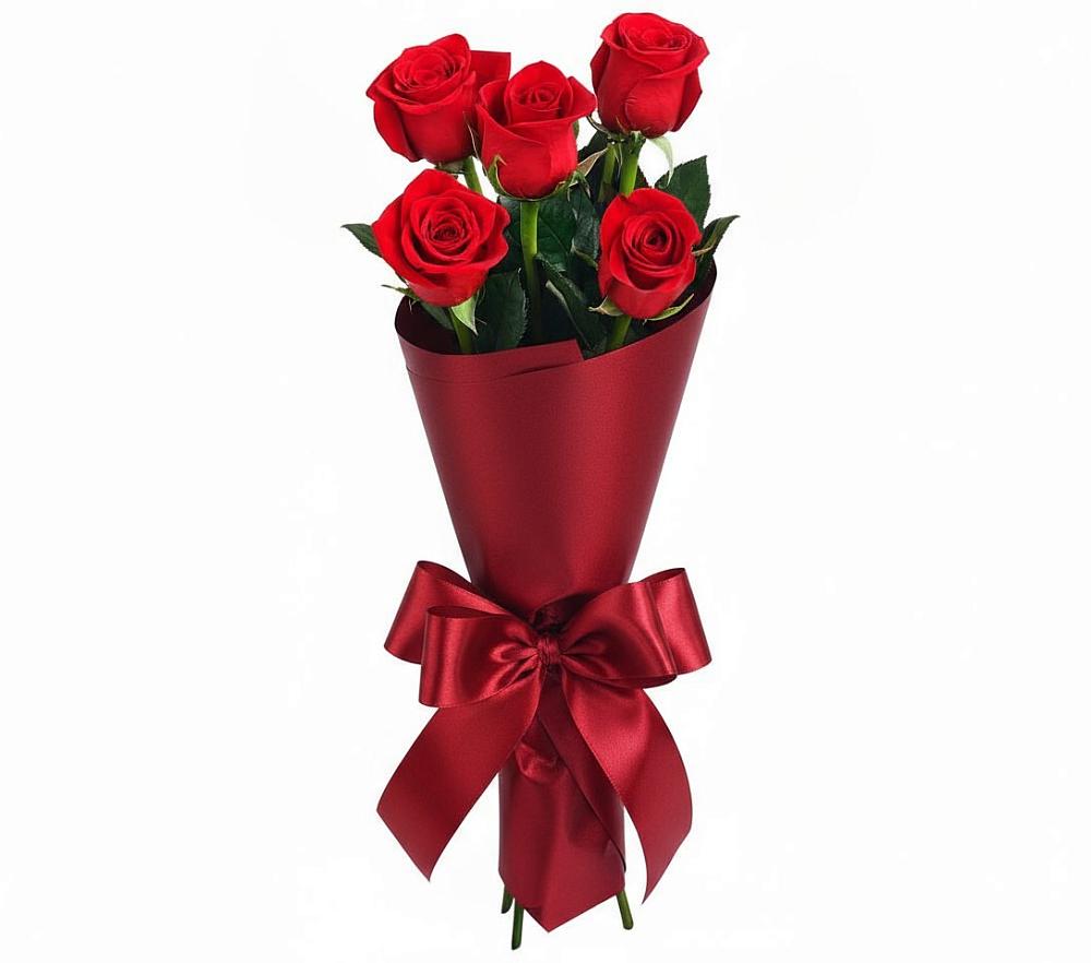 Букет 5 Красных роз Эдлесс Лав в Новотроицке