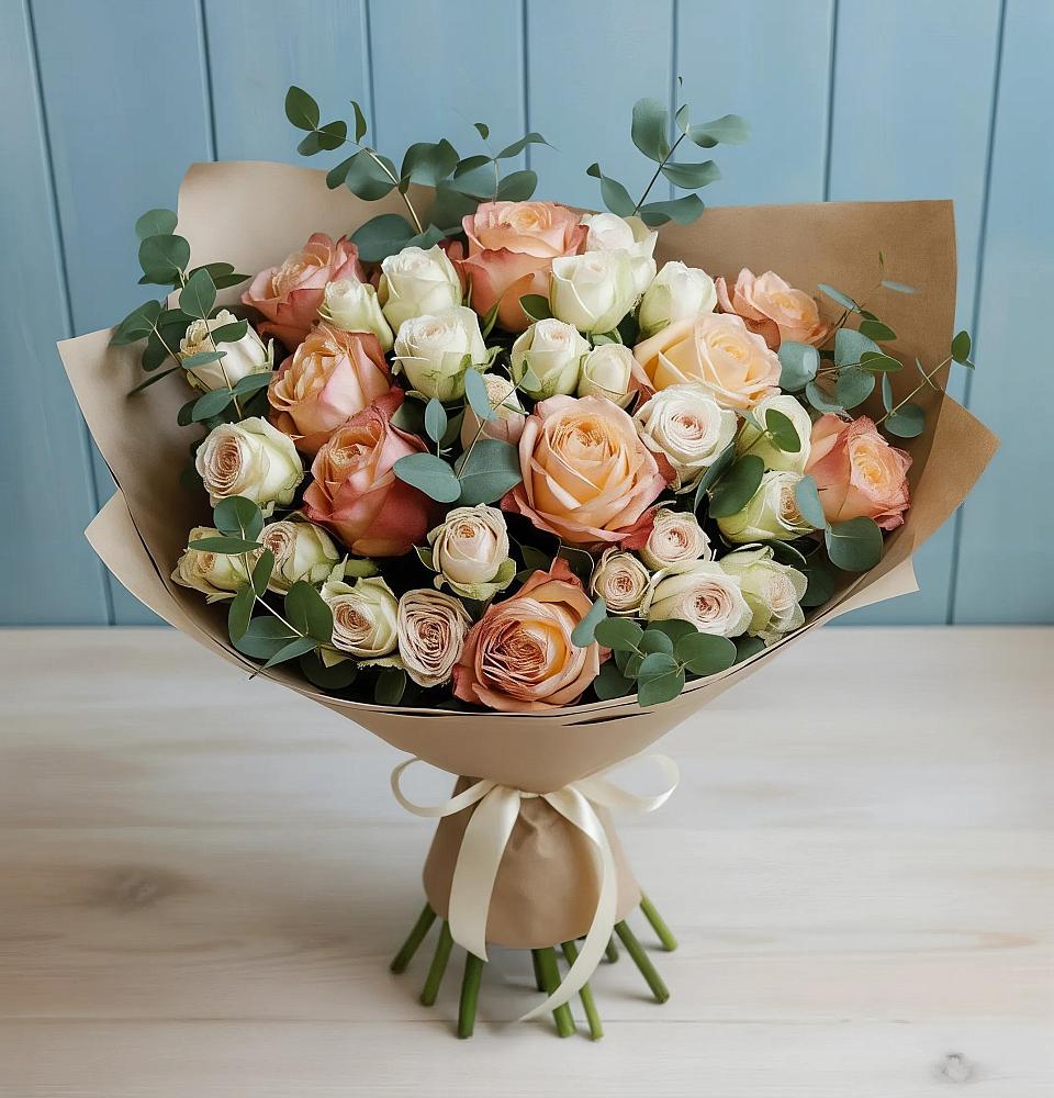 Букет цветов из: Альстромерии и Розы в Новотроицке