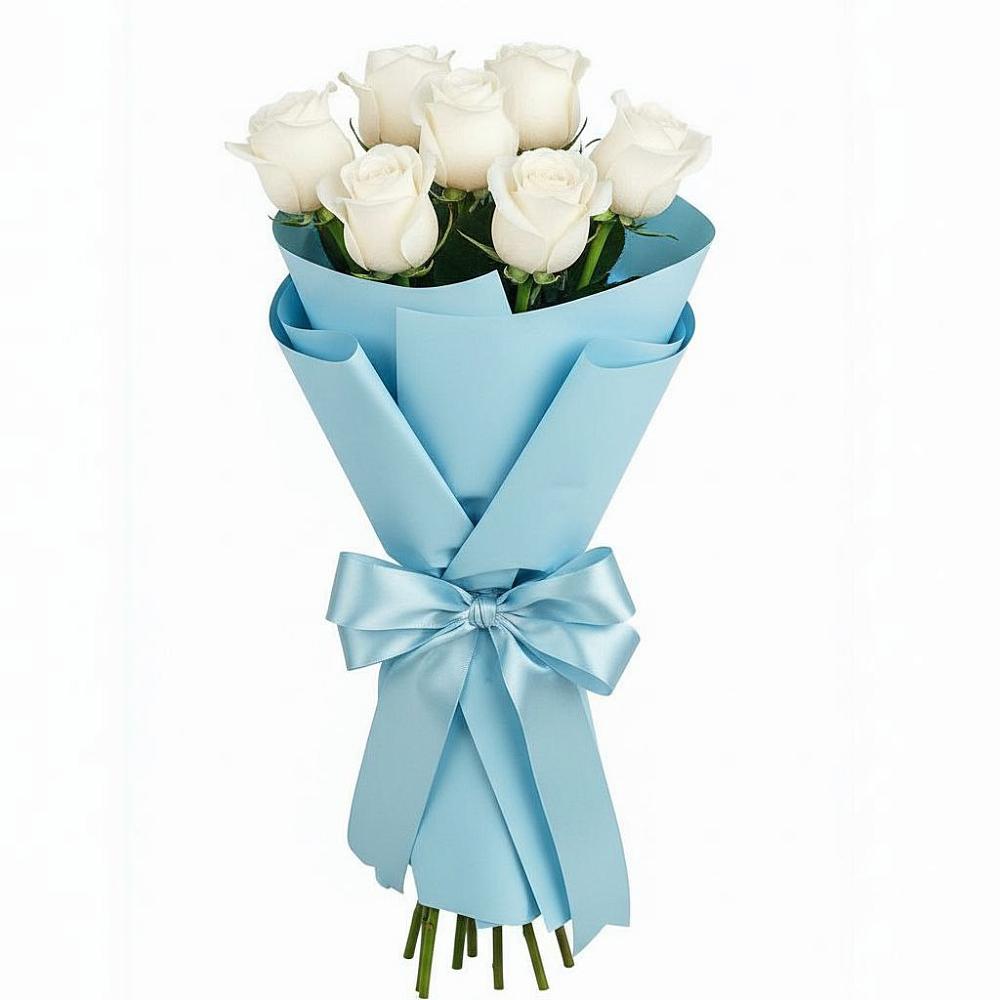 Букет 7 белых роз Проуд в Новотроицке