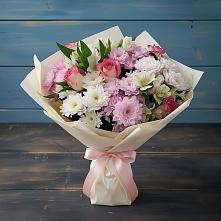 Букет цветов из:  Хризантемы, Альстромерии и Розы в Новотроицке