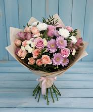 Букет цветов из:  Хризантемы, Розы и Альстромерии в Новотроицке