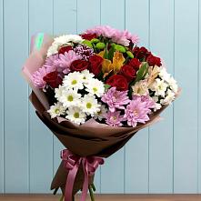 Букет цветов из:  Розы, Хризантемы и Альстромерии в Новотроицке