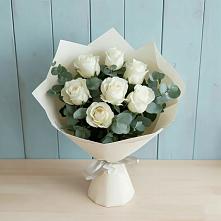 Букет Белые розы в Эвкалипте #REPLACE_PRED# Новотроицке