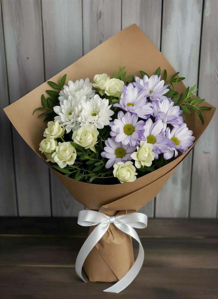 Букет цветов из: Хризантемы и Розы в Новотроицке